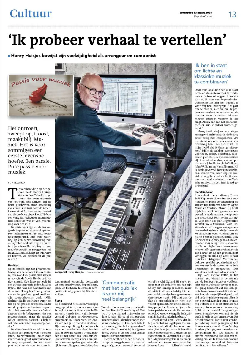 Artikel Hoogeveensche Courant Henry Huisjes